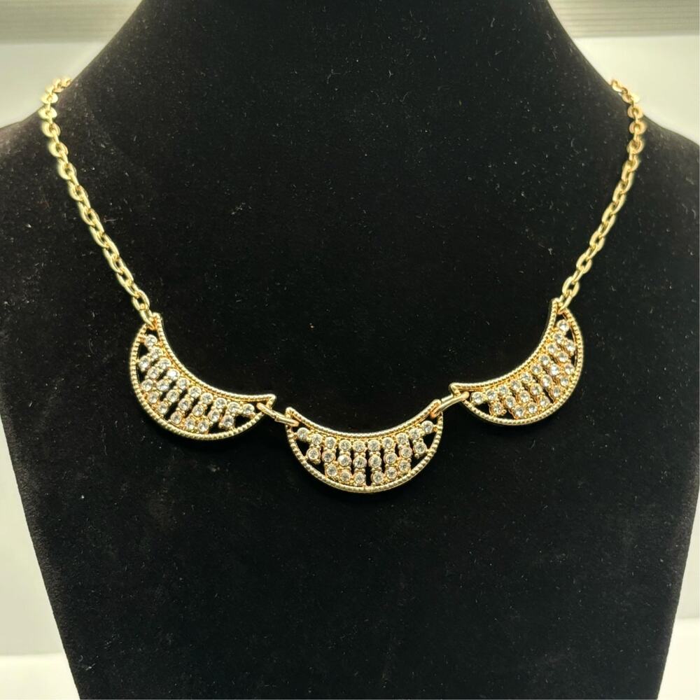 Vintage Gold Crescent Necklace